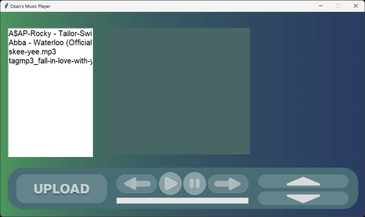 Screenshot of the Tkinter Music Player