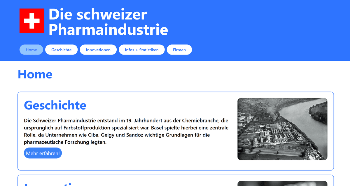 Screenshot of the Swiss Pharma Info Website